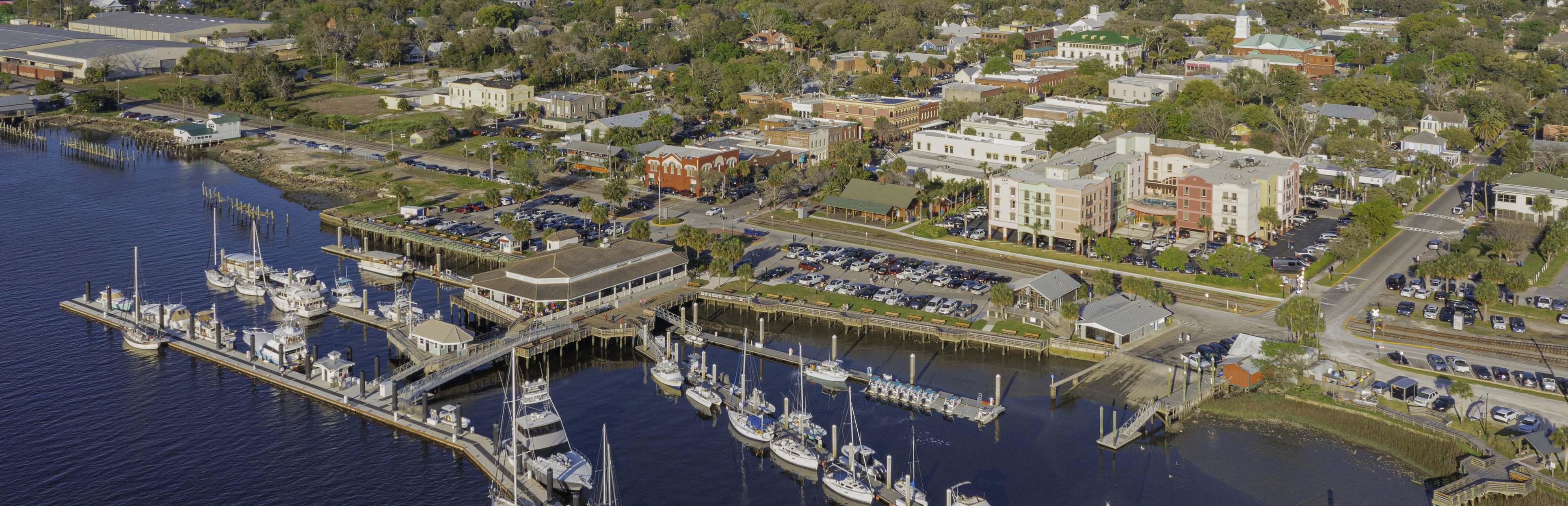 A city with boats and buildings.