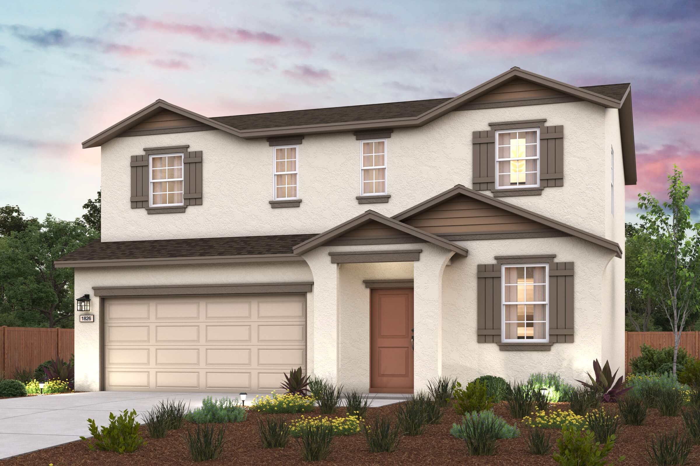 A house with a garage.