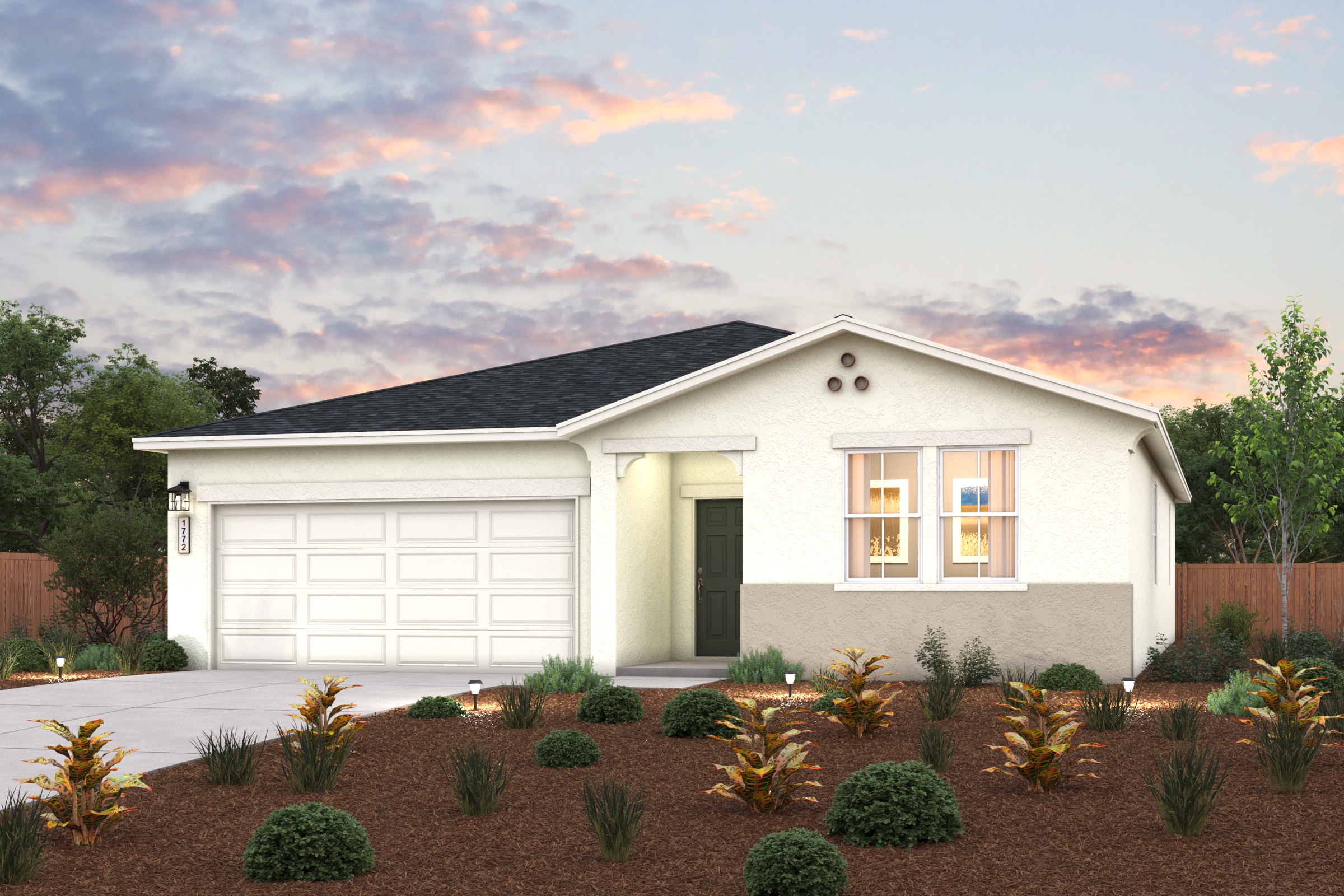 A house with a large front yard.