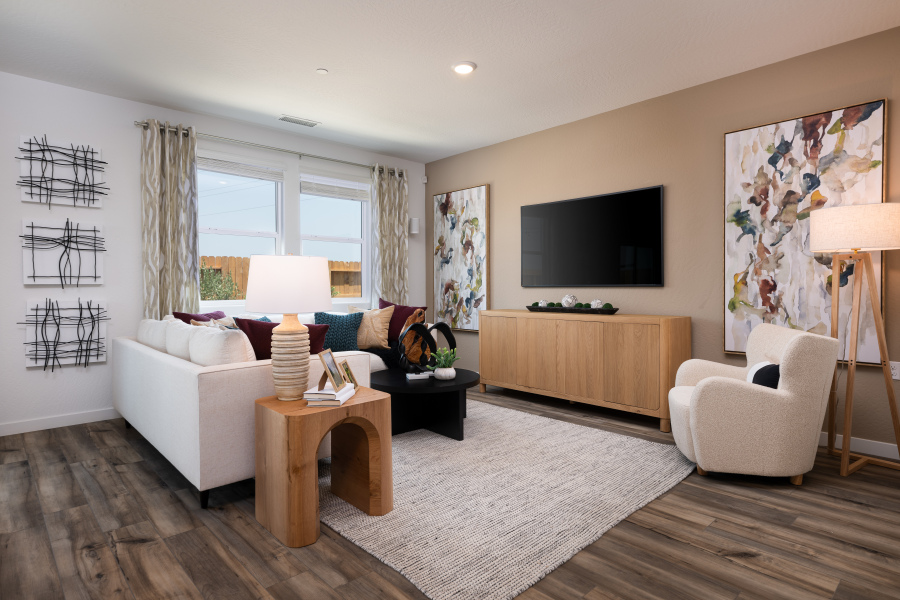 A living room with a tv and couches.