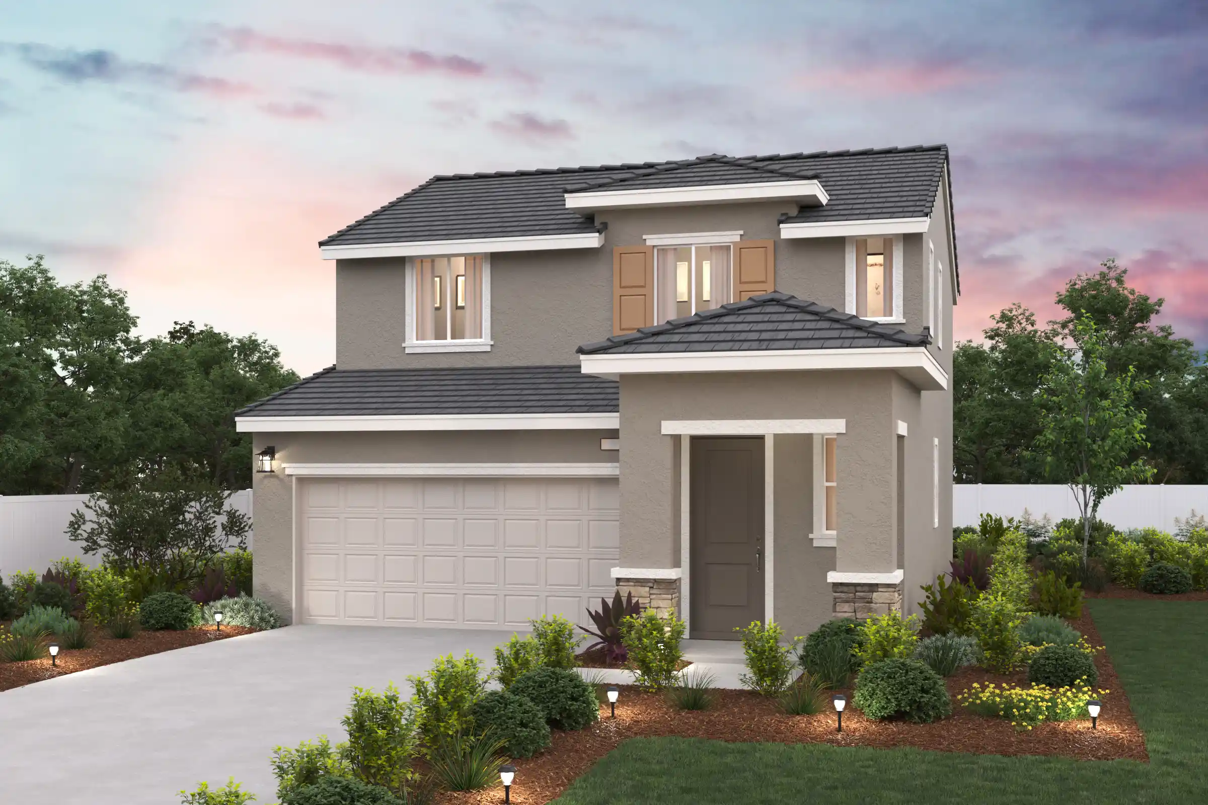 A house with a driveway.