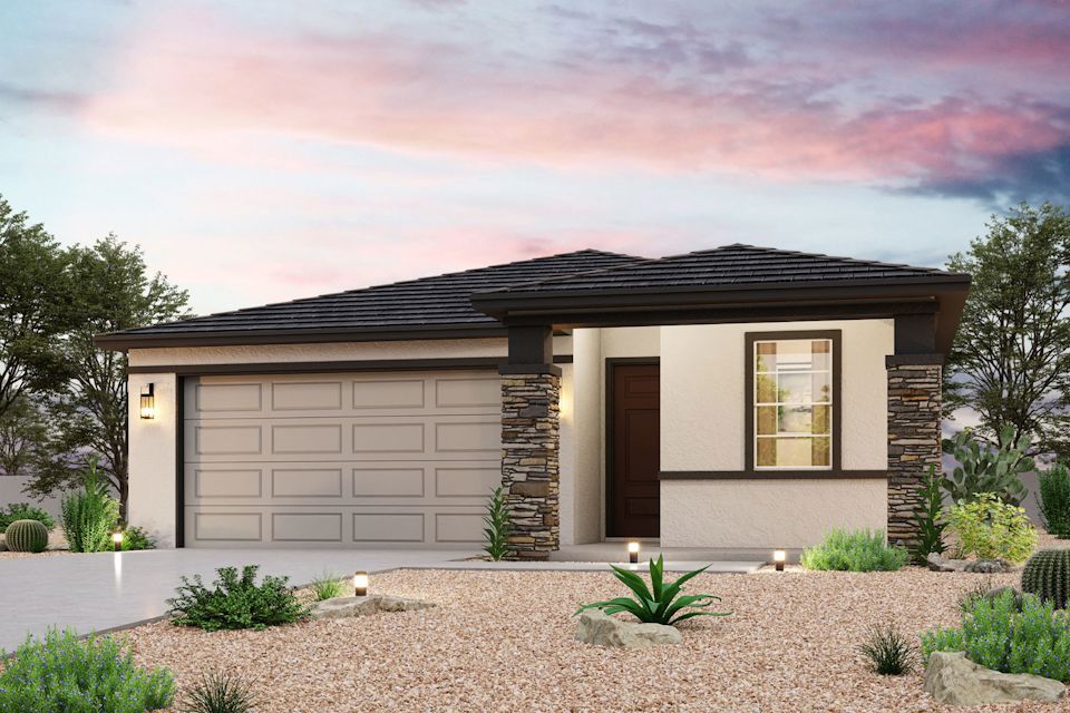 A house with a garage.