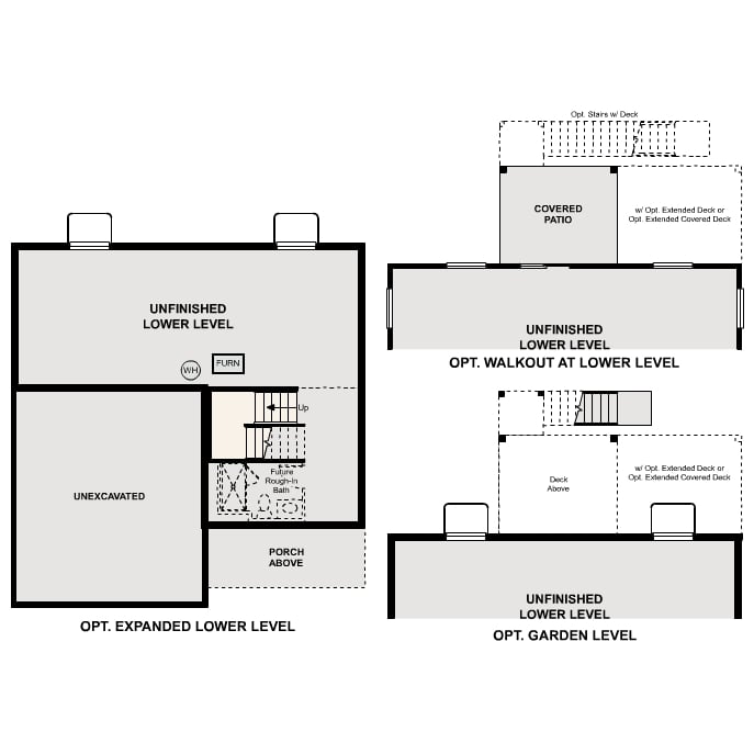 Diagram, engineering drawing. Fraser Floorplan, Basement Options
