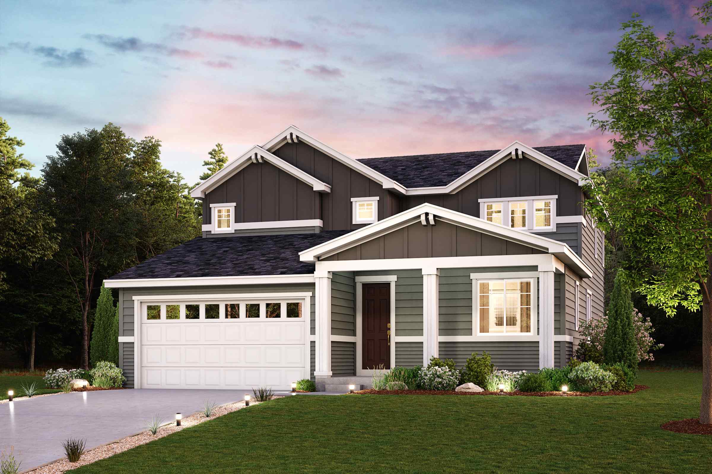 A house with a driveway.