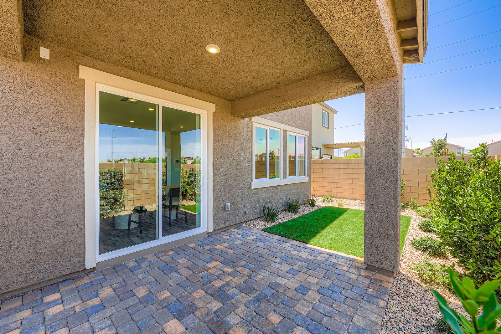 A house with a glass door.