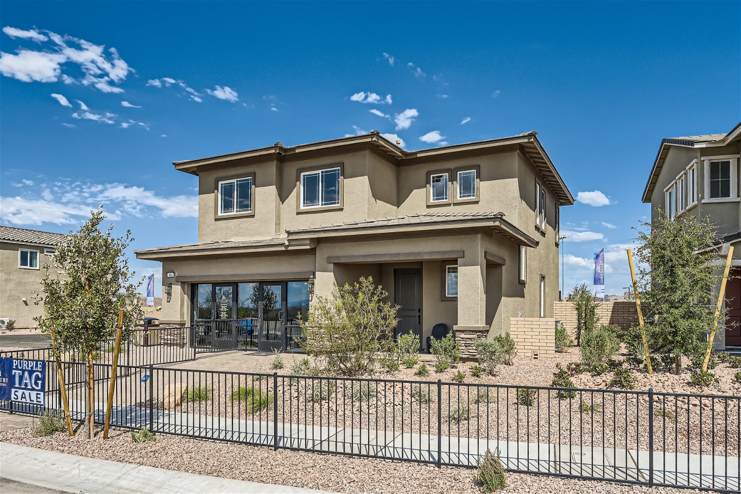 A house with a fence around it.