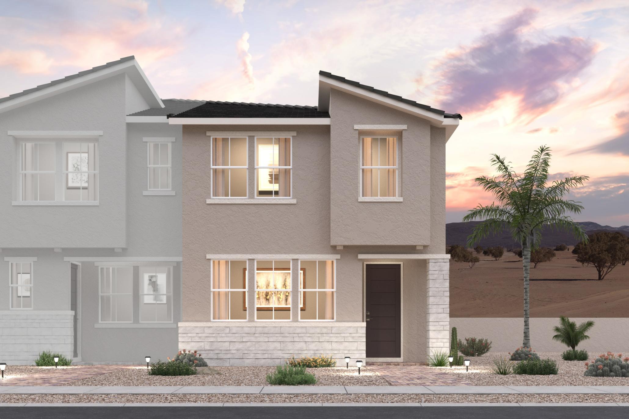 A large white house with a palm tree in the front.