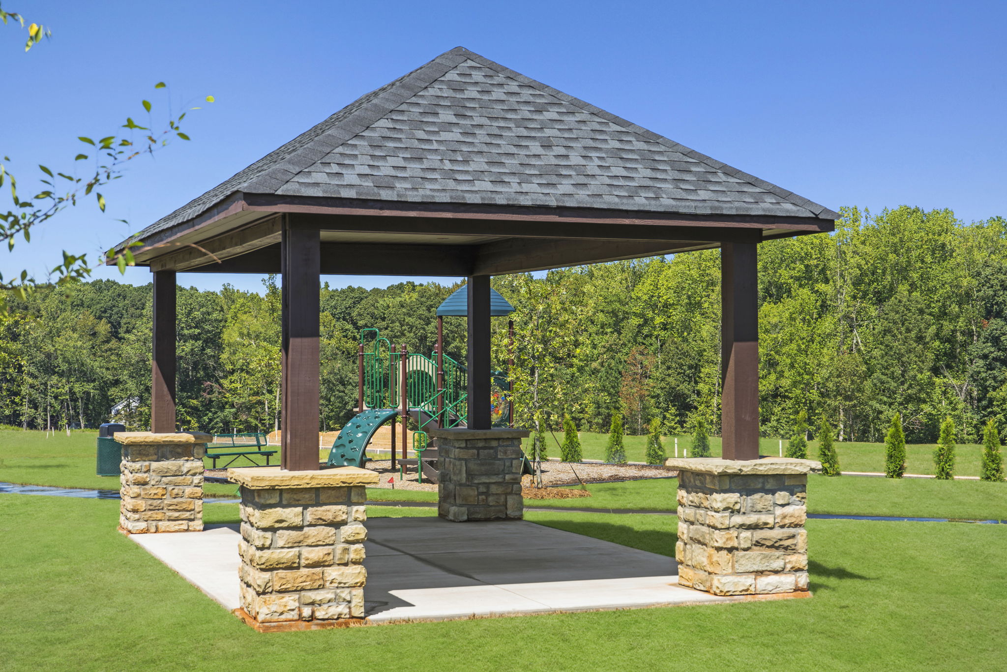 A gazebo in a park.