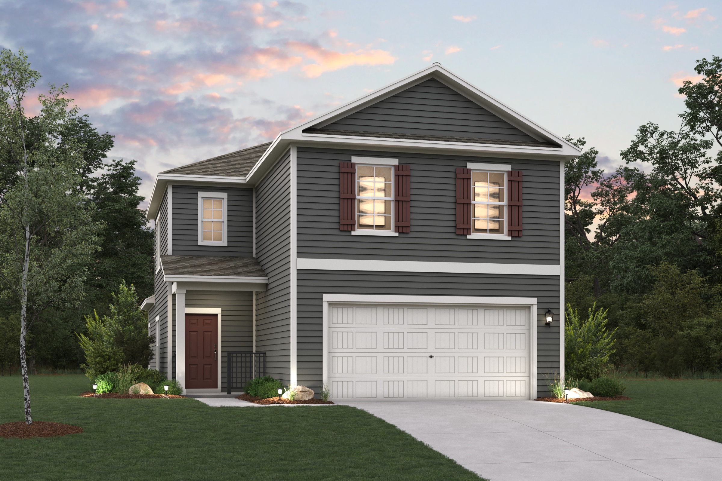 A house with a garage.