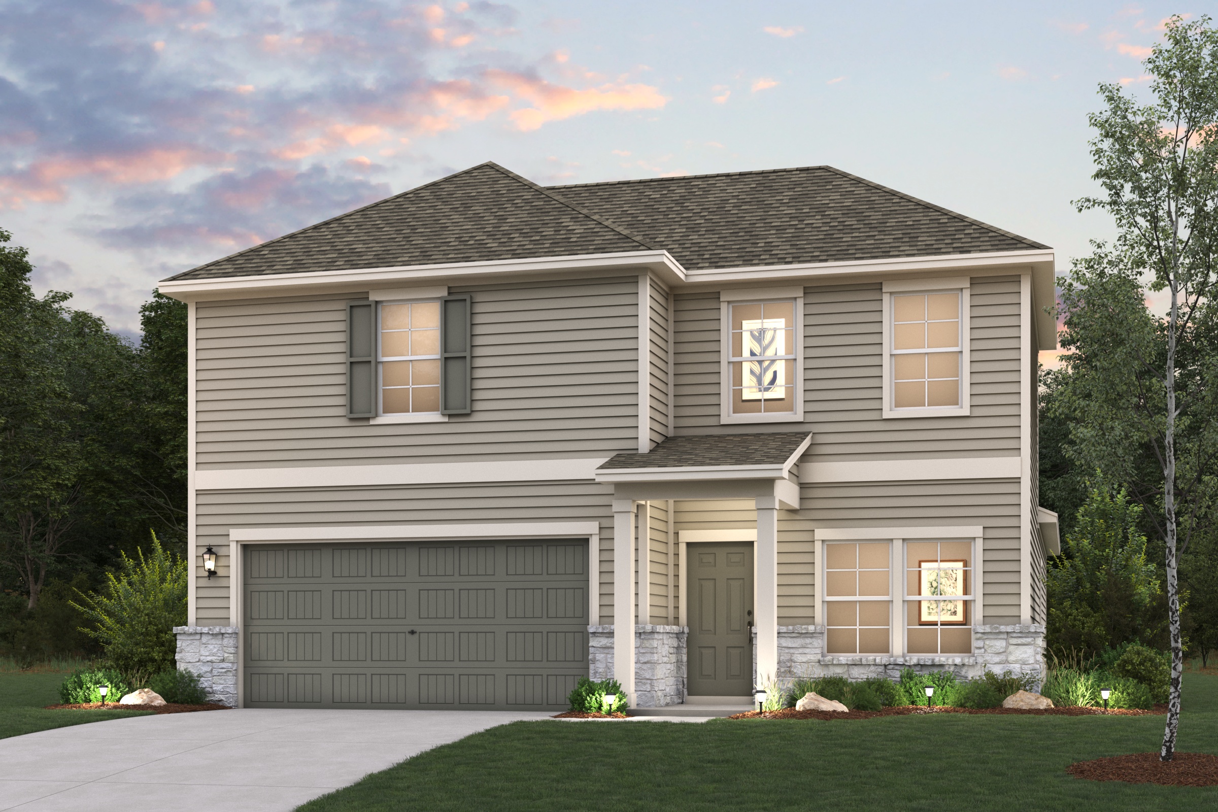 A house with a garage.