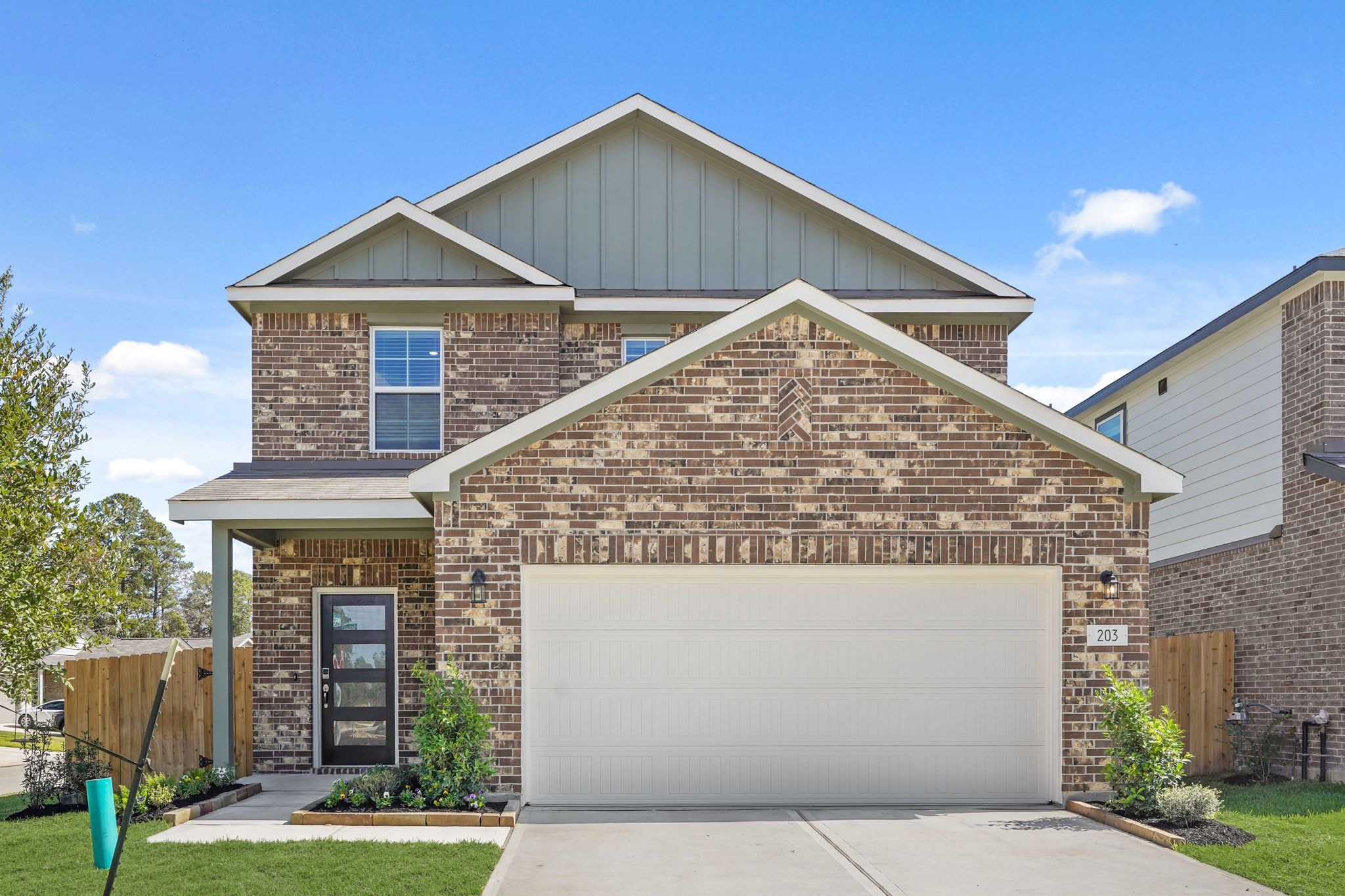 A house with a garage.