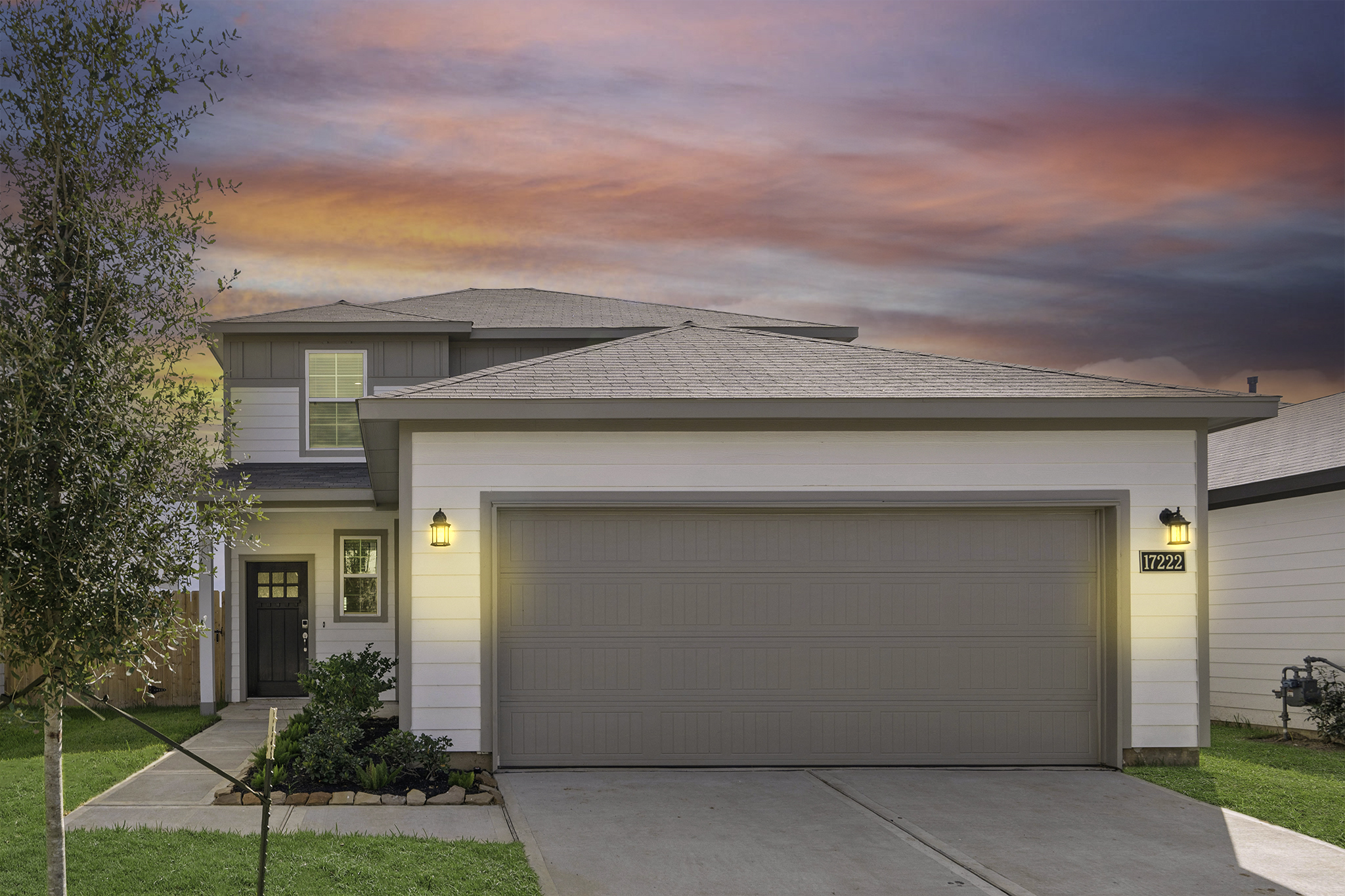 A house with a garage.