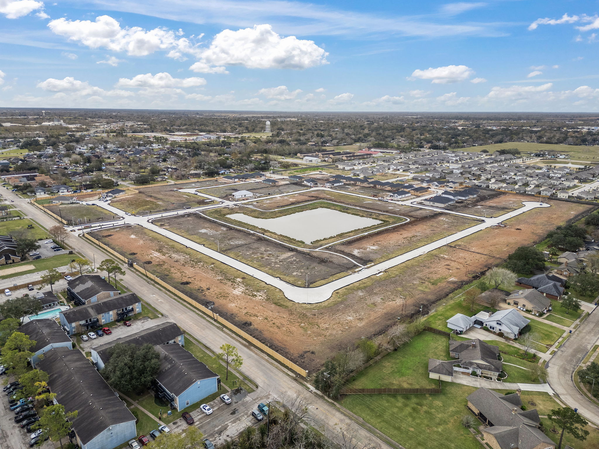 An aerial view of a city.
