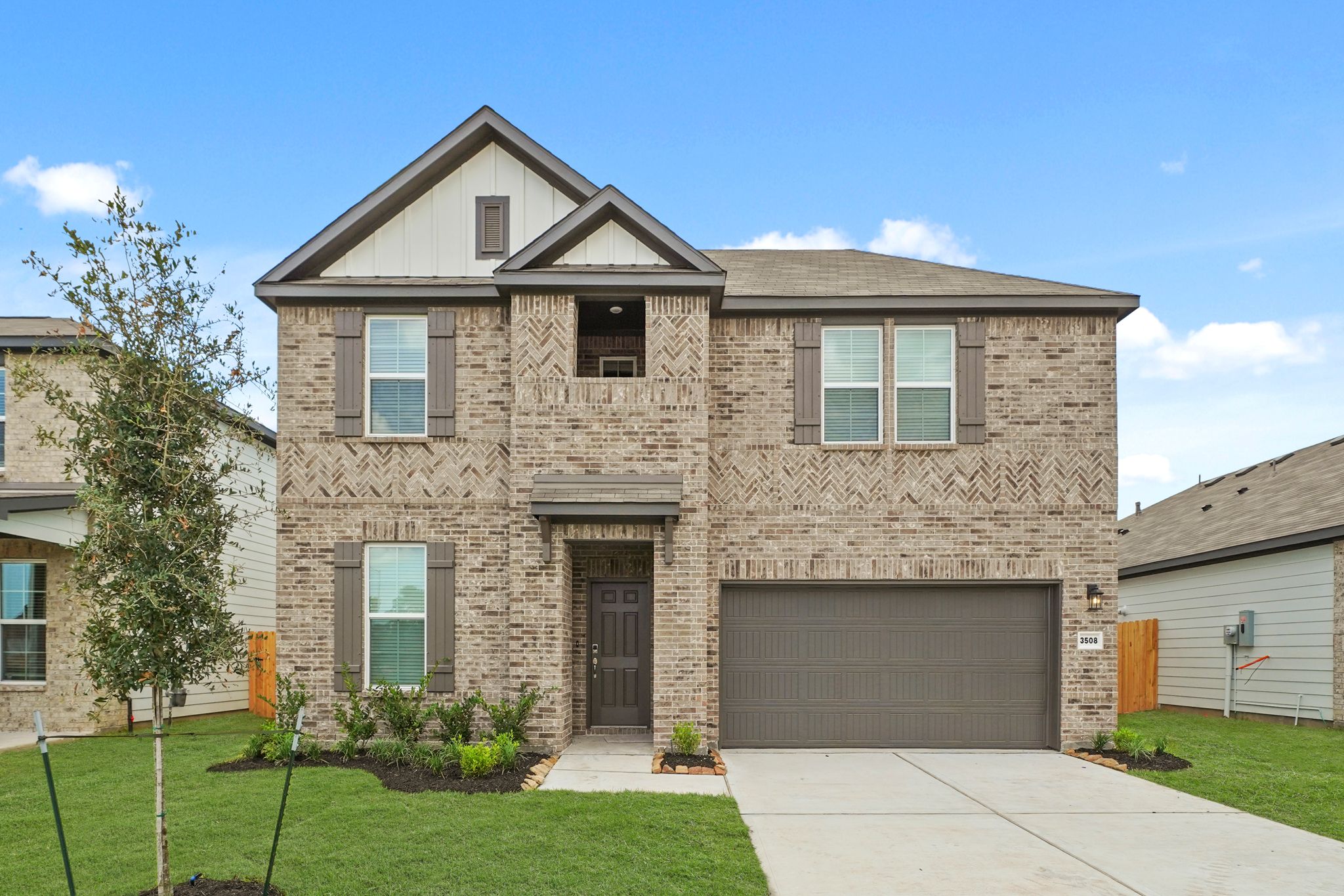 A house with a garage.