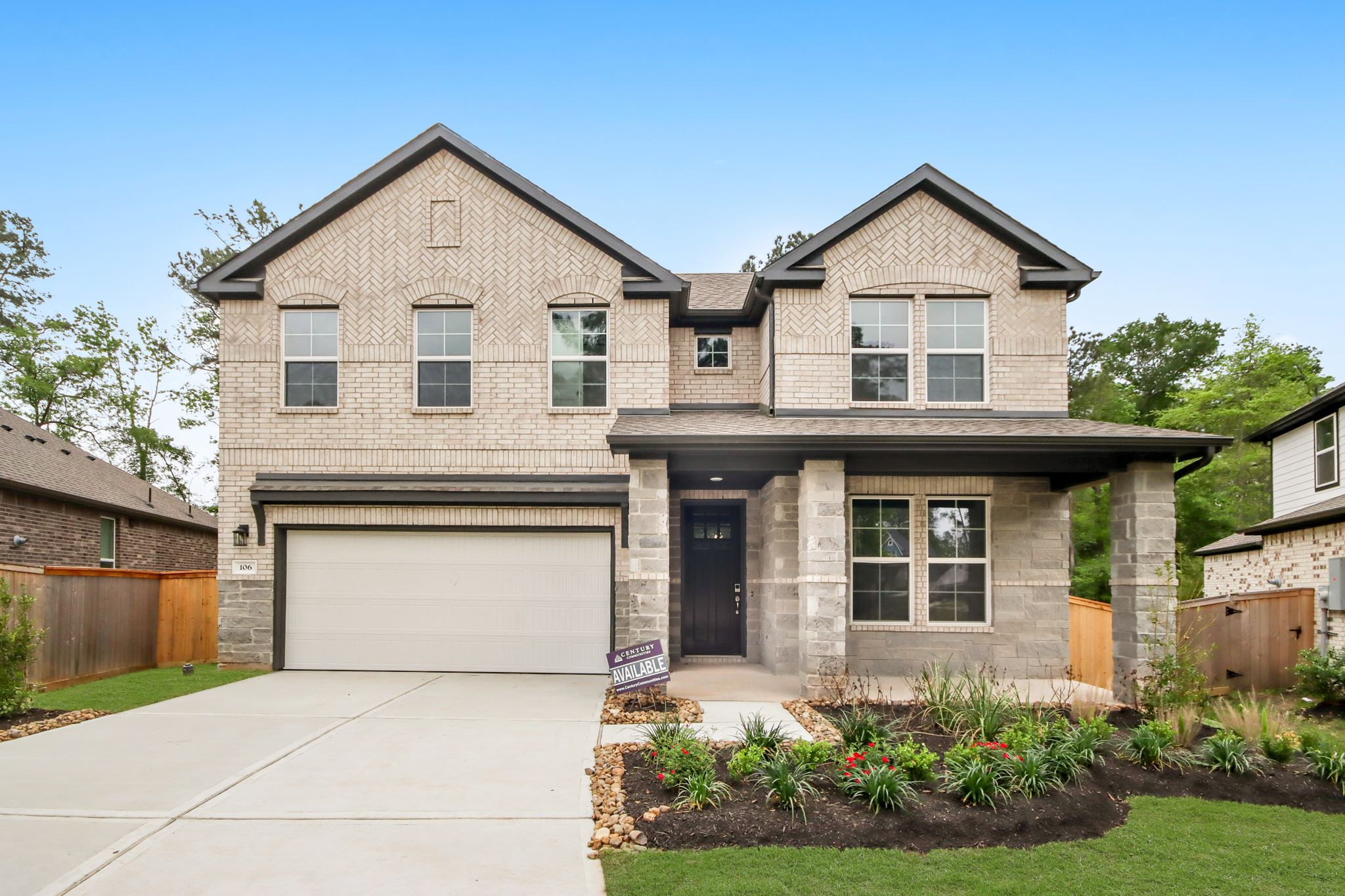 A house with a garage.