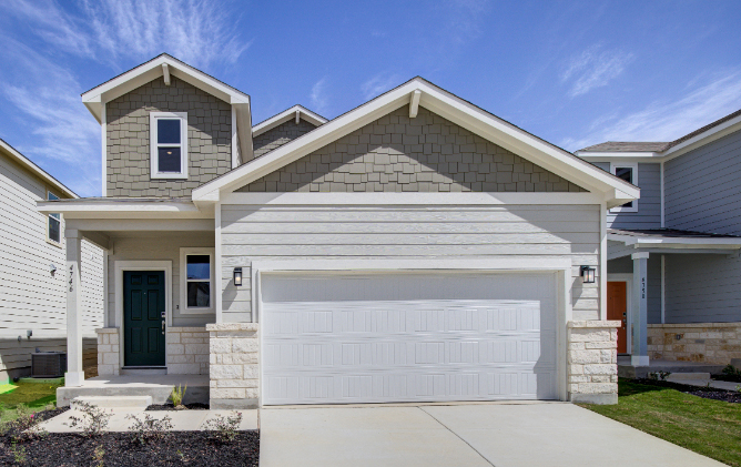 A house with a garage.
