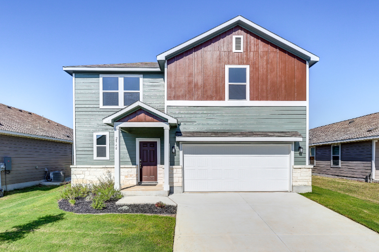 A house with a garage.
