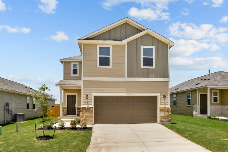 A house with a garage.