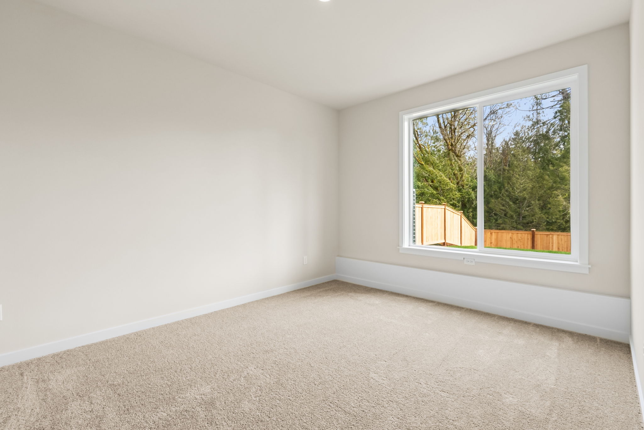 A room with a window and a carpet.