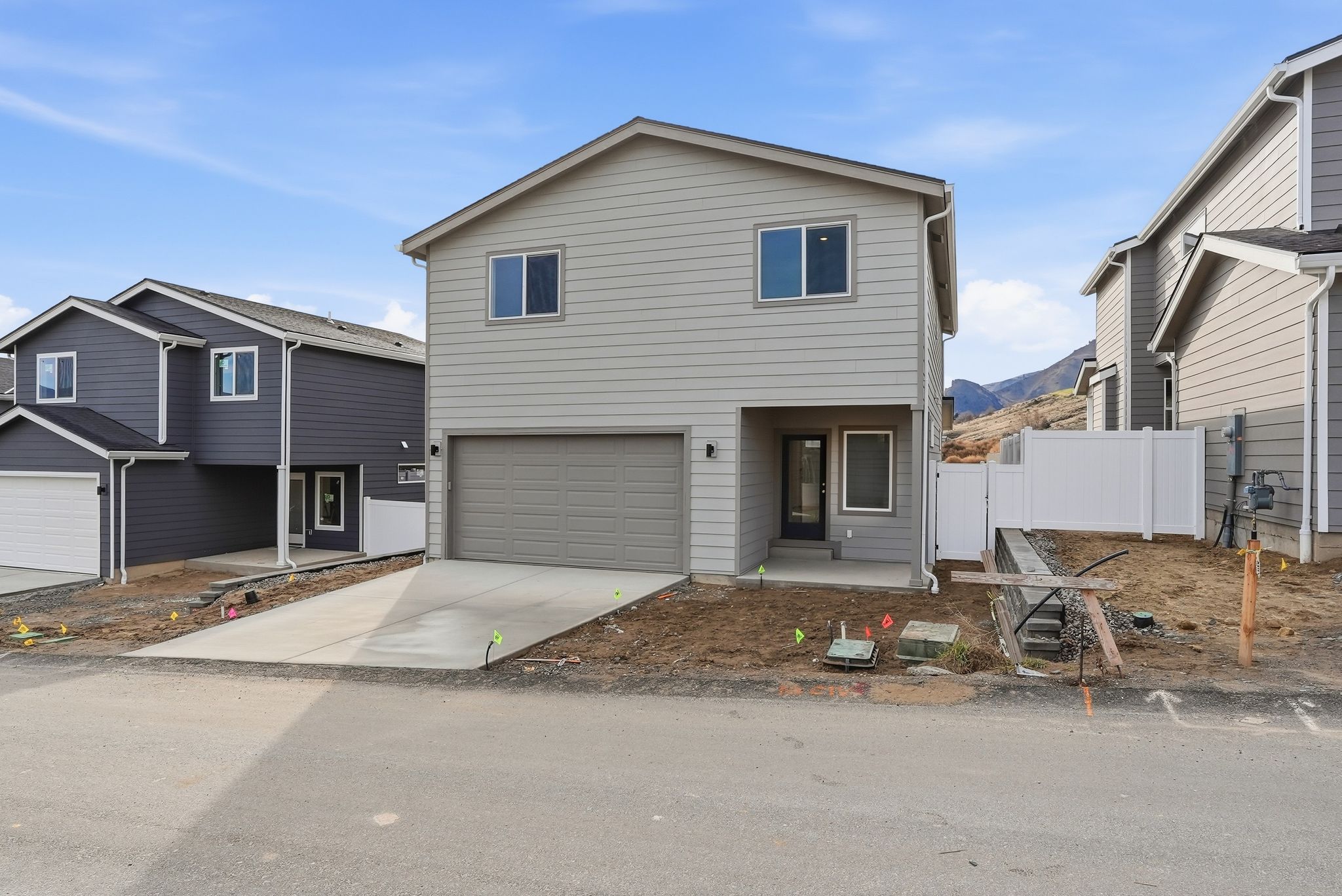 A house with a garage.
