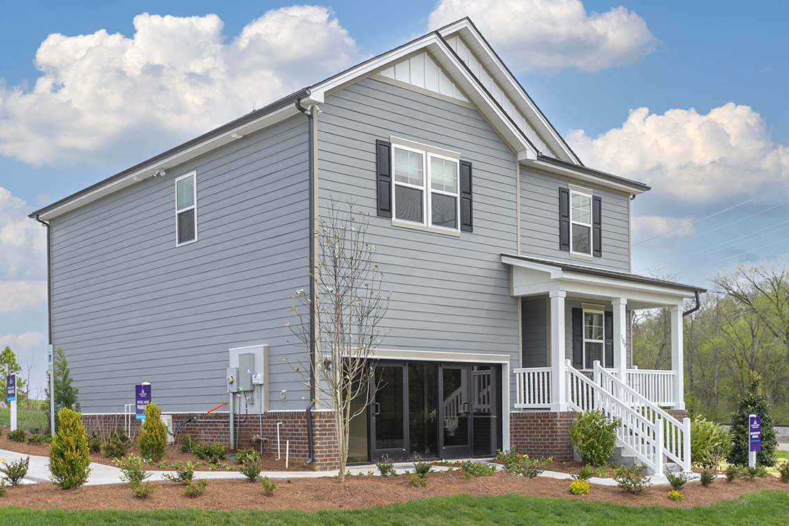 A house with a front yard.