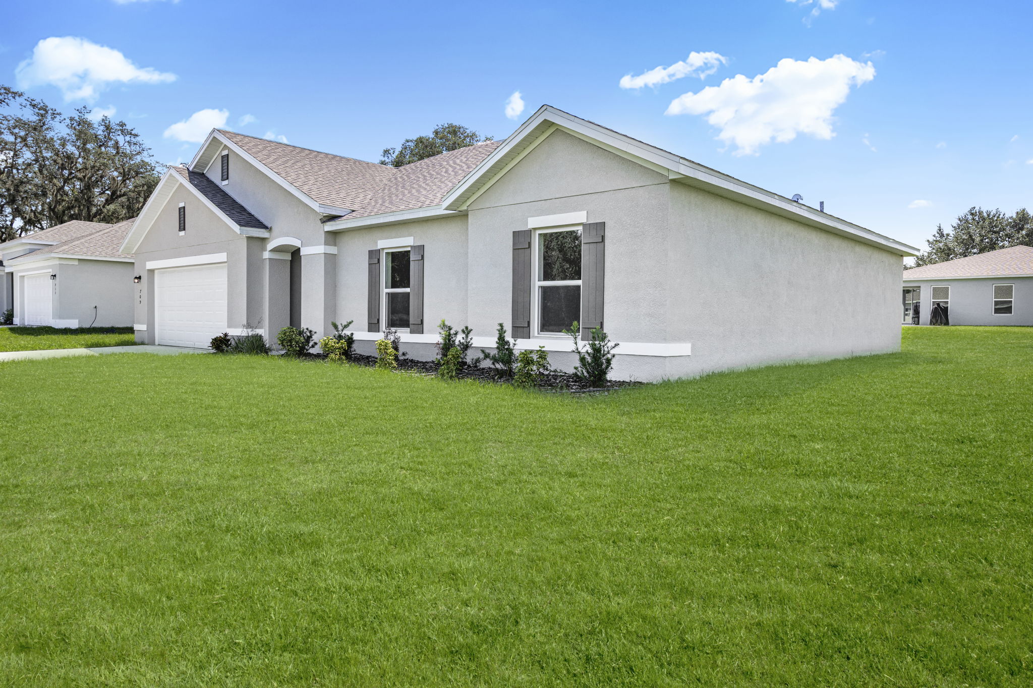 A house with a lawn.