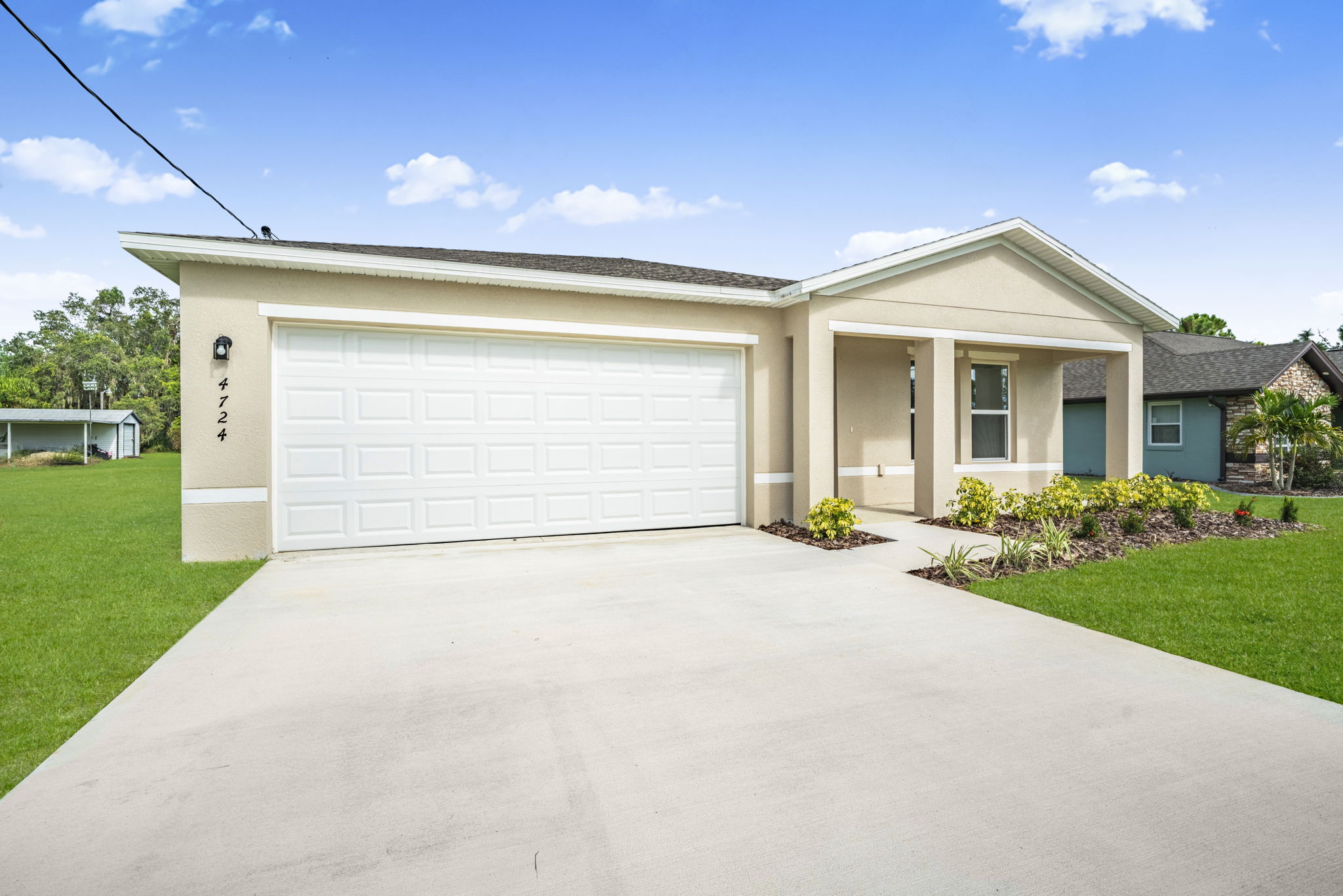 A house with a garage.