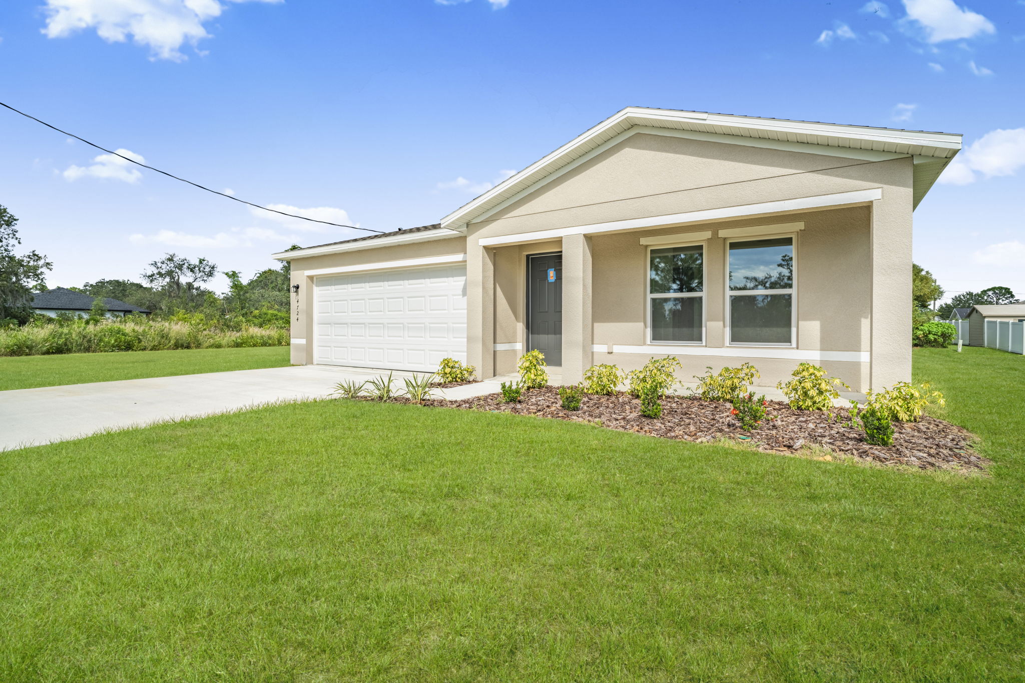 A house with a lawn.