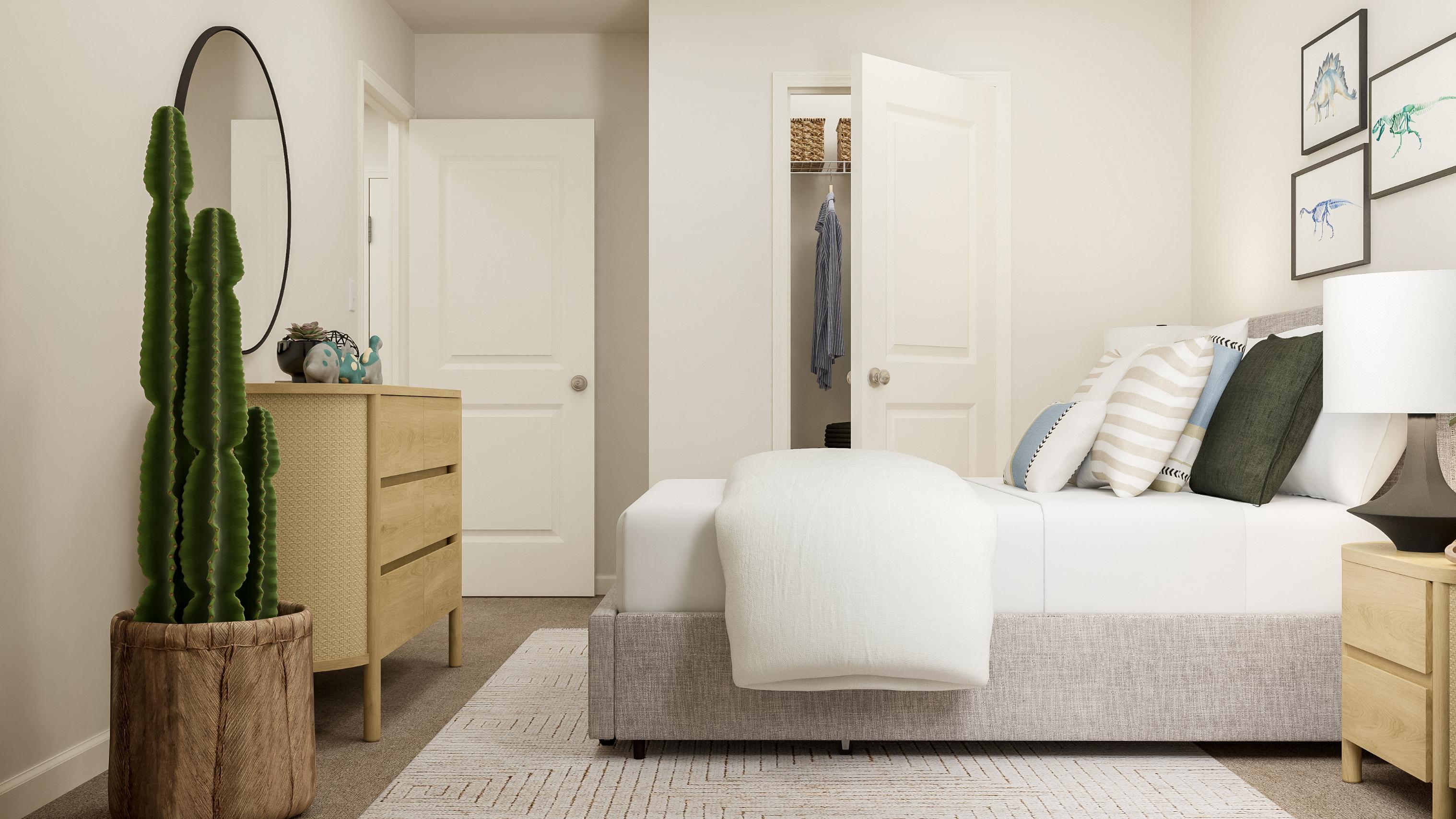 A white couch in a room.